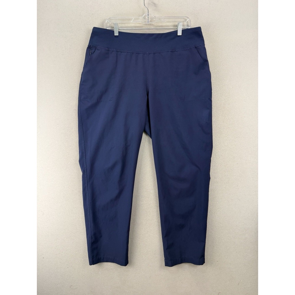 Lands' End Women's Large 14-16 Navy Blue Pull On Stretch Active Pants Pockets